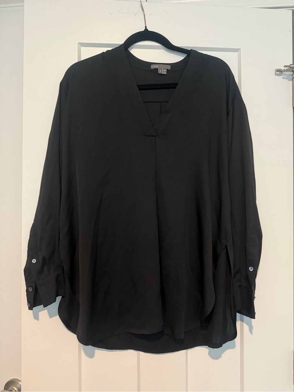 Vince Silk Black Long Sleeved Blouse
